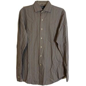 Polo Ralph Lauren Mens Classic Fit Button Up Gray Plaid Dress Shirt Med 15 1/2